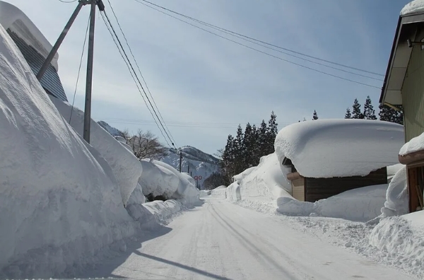 只見町の雪道