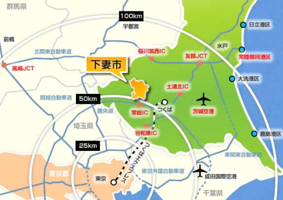 下妻市の交通アクセス