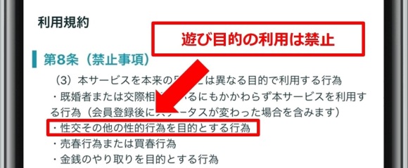 ペアーズ　遊び目的の利用が禁止