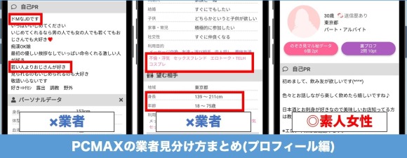 PCMAX業者見分け方プロフィール