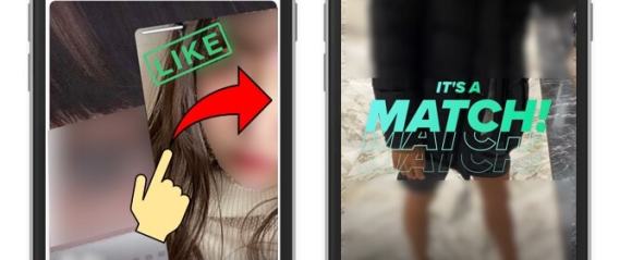 Tinderスワイプ画面とマッチ画面