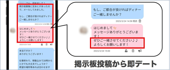 掲示板投稿から即デート