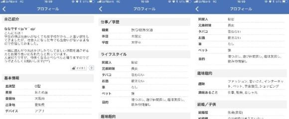 プロフィールの内容が薄い一例