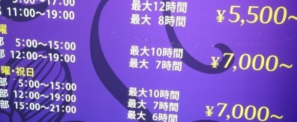 ラブホテル入り口の料金表