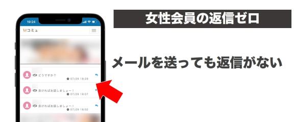 女性会員からの返信率がゼロの証拠画像