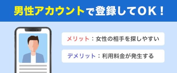 男性アカウントで登録してOK