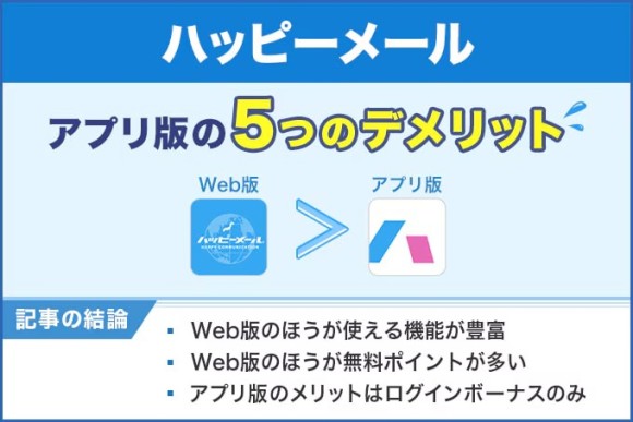 ハッピーメールのアプリは使うな！5つのデメリットとWeb版との比較