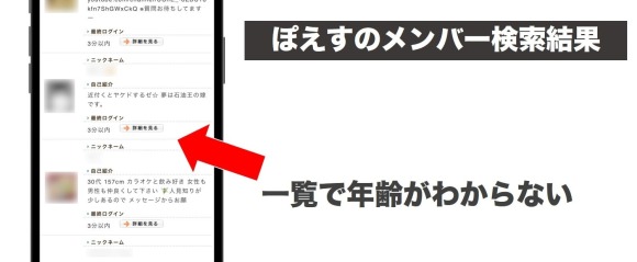 ぽっちゃりSNSのメンバー検索結果画面