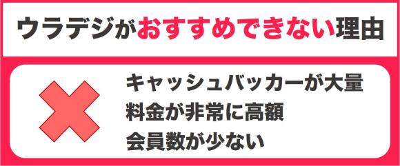 ウラデジがおすすめできない理由の概要