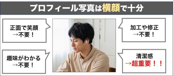 プロフ写真　横顔だけで問題ない