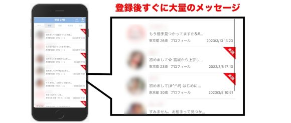 PCMAX登録後にメッセージが来る