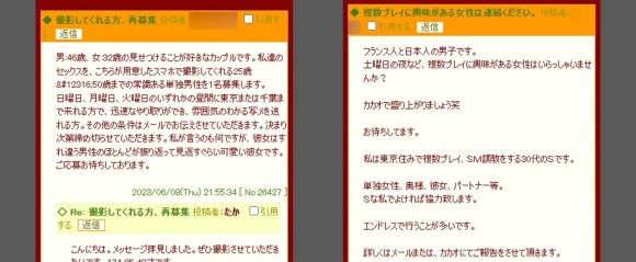 3P掲示板の投稿例