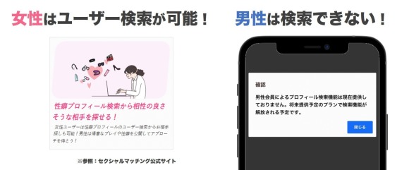セクシャルマッチング 女性 ユーザー検索