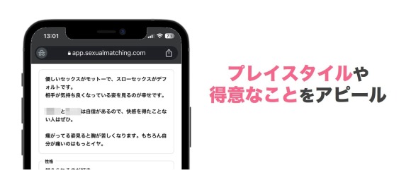 セクシャルマッチング 性癖 プロフィール