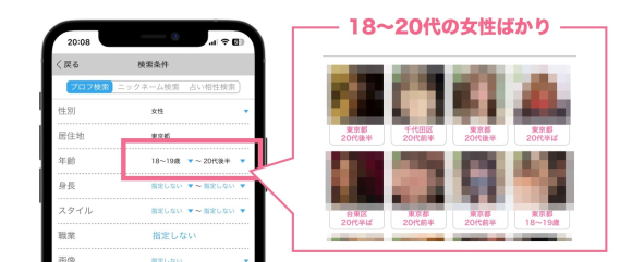 ハッピーメール 若い女性を絞る様子