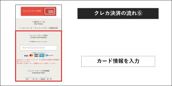ハッピーメール クレカ決済の流れ⑥