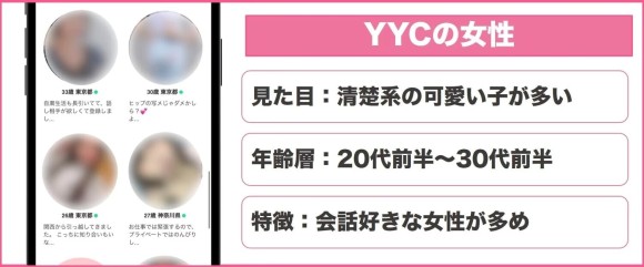 yycの女性の特徴