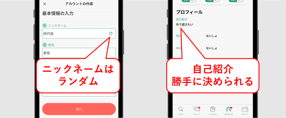 デアイコ アカウント作成でプロフィールを勝手に決められる