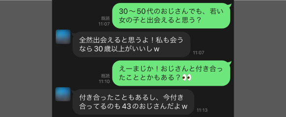 筆者と友人女性とのLINE①