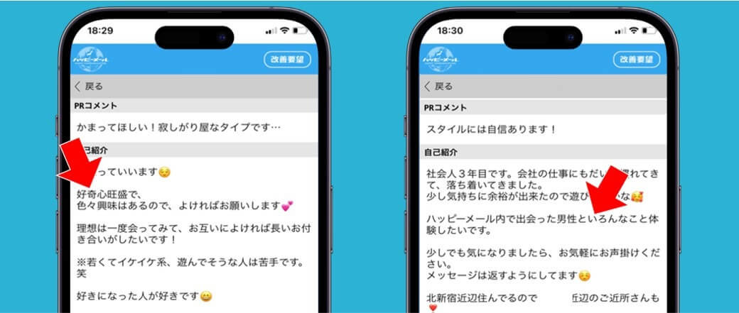 ハッピーメール　業者のプロフィール