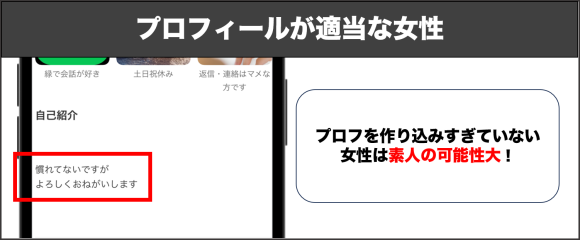 プロフィールが適当な女性