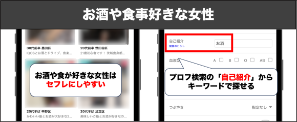 お酒や食事好きな女性