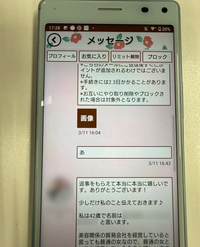 浪漫クラブのサクラとのやり取り