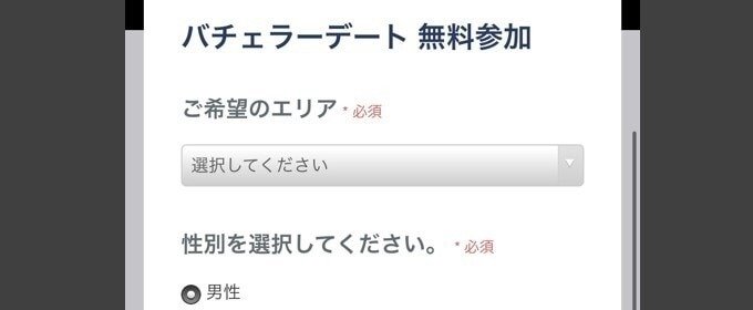 バチェラーデートで個人情報や招待コードなどを入力