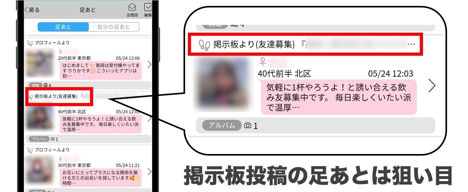 掲示板から足あとを残した人も狙い目