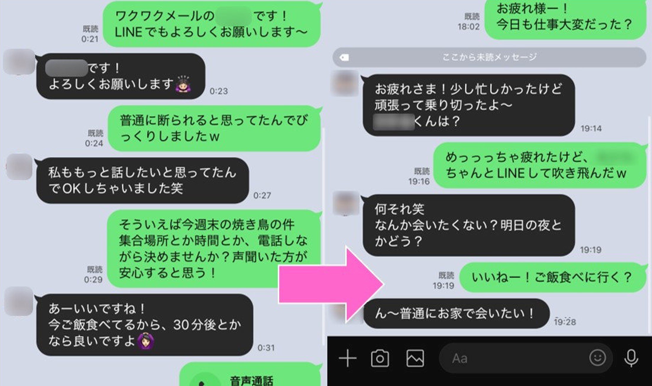 ワクワクメールからLINE移行してからのやりとり