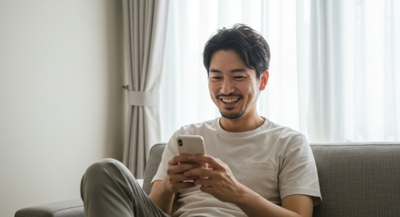 スマホを見ている男性