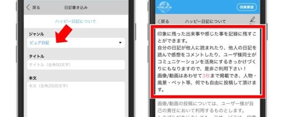 ハッピーメール　日記機能