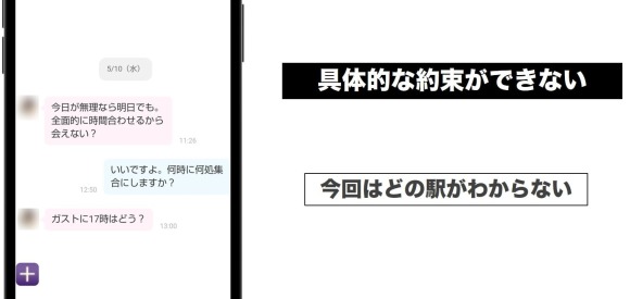 具体的に会う約束ができない