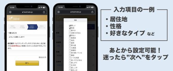 ヒールメイトの自己紹介の設定