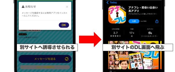 他のサイトに誘導させられる