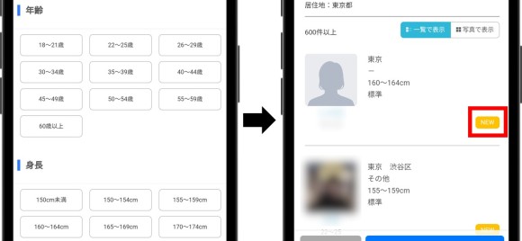 新人検索でセフレ相手を探す