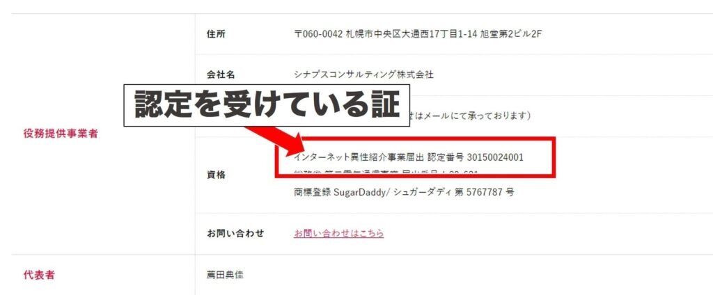 シュガーダディ 運営は法的な認可を受けている