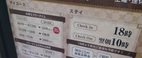 ラブホテル入り口の料金表の写真