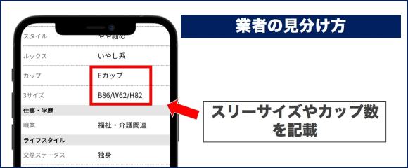 スリーサイズを記載している