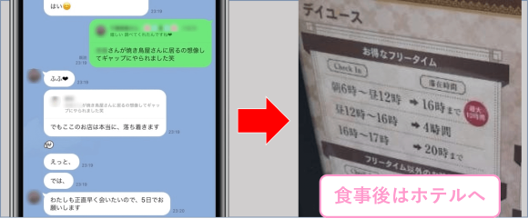 熟女とのやり取り&ホテルコース