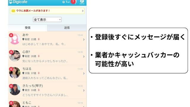 デジカフェメッセージ画面