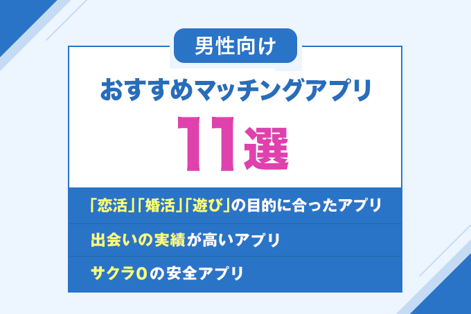 【最新】男性向けおすすめマッチングアプリ11選！料金・出会いやすさを比較｜選び方も徹底解説