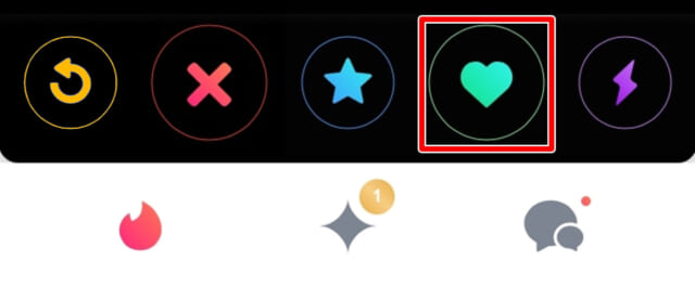 Tinder　緑のハートマーク　LIKE