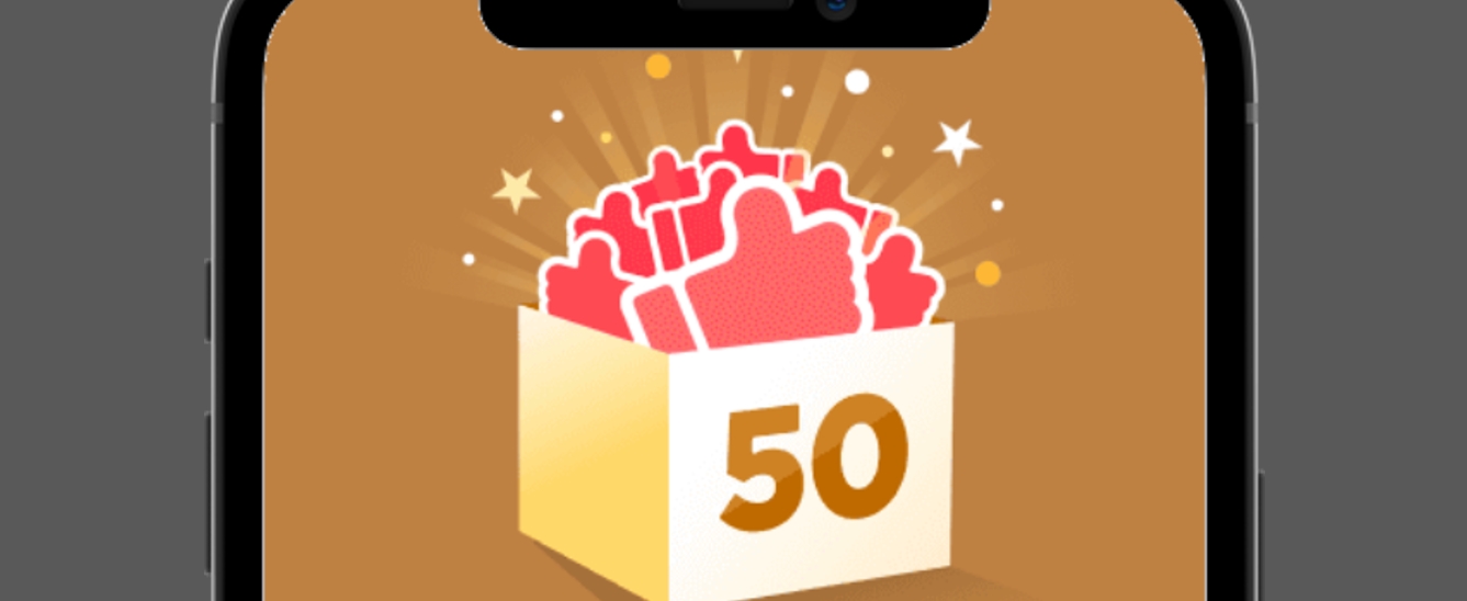with 毎月のいいね！の付与が30から50に増える